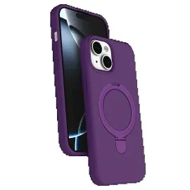 Newface Apple iPhone 15 Regal Magsafe Standlı Kapak - Derin Mor