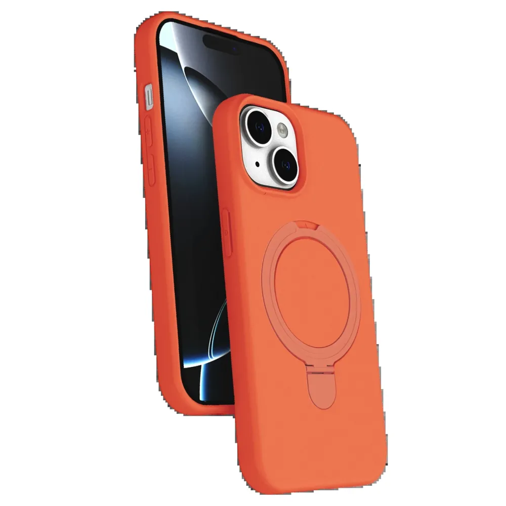 Newface Apple Iphone 15 Plus Regal Magsafe Standlı Kapak - Turuncu