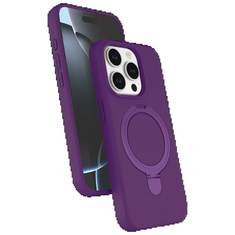 Newface Apple Iphone 15 Pro Max Regal Magsafe Standlı Kapak - Derin Mor