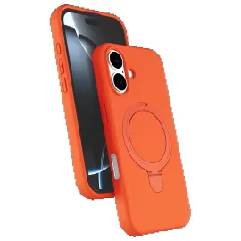 Newface Apple Iphone 16 Plus Regal Magsafe Standlı Kapak - Turuncu