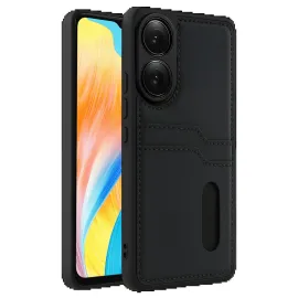 Newface Oppo A38 Sara Kartvizitli Deri Kılıf - Siyah