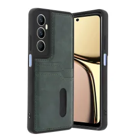 Newface Realme C65 Sara Kartvizitli Deri Kılıf - Yeşil