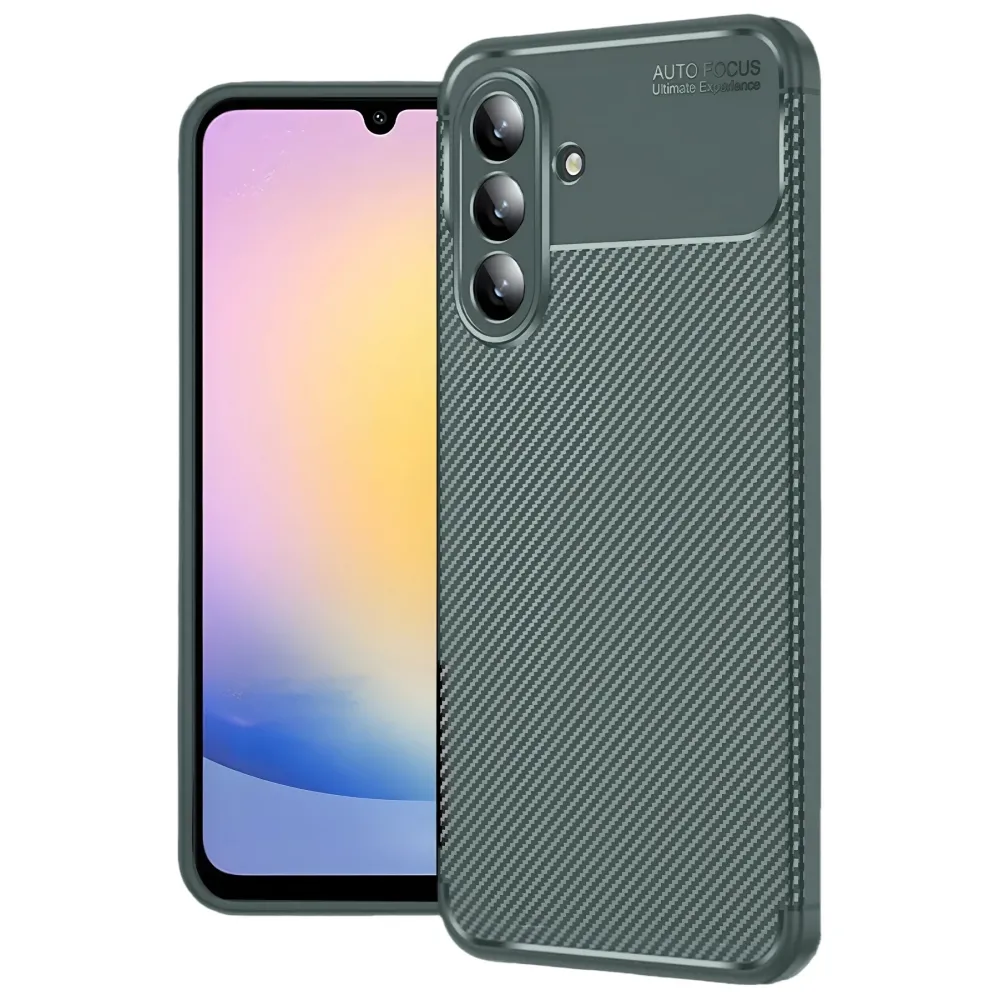 Newface Samsung Galaxy S25 Fe Auto Focus Karbon Kapak - Koyu Yeşil