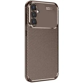 Newface Samsung Galaxy S24 Fe Kılıf Auto Focus Karbon Kapak - Kahverengi