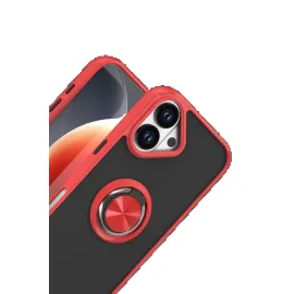 Newface Apple Iphone 17 Montreal Yüzüklü Silikon Kapak - Kırmızı