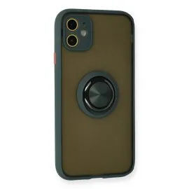 Newface Iphone 11 Kılıf Montreal Yüzüklü Silikon Kapak - Yeşil