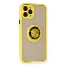 Newface Iphone 11 Pro Max Kılıf Montreal Yüzüklü Silikon Kapak - Sarı