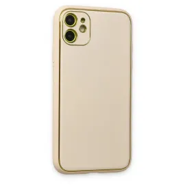 Newface Iphone 12 Kılıf Coco Deri Silikon Kapak - Gold