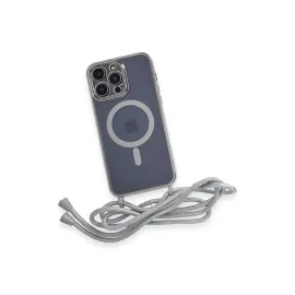 Newface Iphone 13 Pro Max Kılıf Divo Lazer Askılı Magsafe Kapak - Gümüş