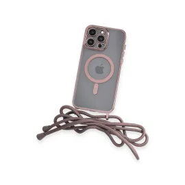 Newface Iphone 13 Pro Max Kılıf Divo Lazer Askılı Magsafe Kapak - Pembe