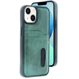 Newface Iphone 14 Kılıf Sara Kartvizitli Deri Kılıf - Koyu Yeşil