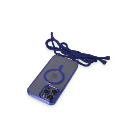 Newface Iphone 14 Pro Kılıf Divo Lazer Askılı Magsafe Kapak - Mavi