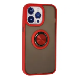 Newface Iphone 15 Pro Max Kılıf Montreal Yüzüklü Silikon Kapak - Kırmızı