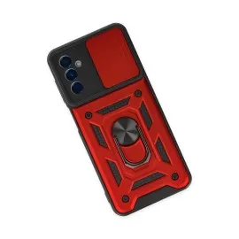 Newface Samsung Galaxy A04S Kılıf Pars Lens Yüzüklü Silikon - Kırmızı