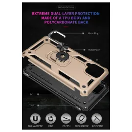 Newface Samsung Galaxy A22 Kılıf Sofya Yüzüklü Silikon Kapak - Gold