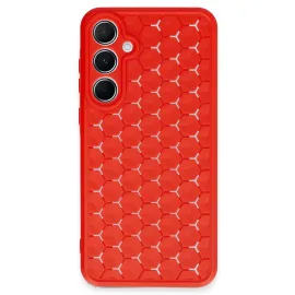 Newface Samsung Galaxy A35 5G Kılıf Petek Silikon Kapak - Kırmızı