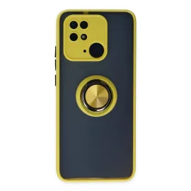 Newface Xiaomi Redmi 10C Kılıf Montreal Yüzüklü Silikon Kapak - Sarı