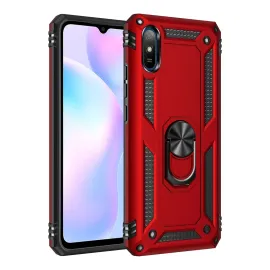 Newface Xiaomi Redmi 9A Kılıf Sofya Yüzüklü Silikon Kapak - Kırmızı