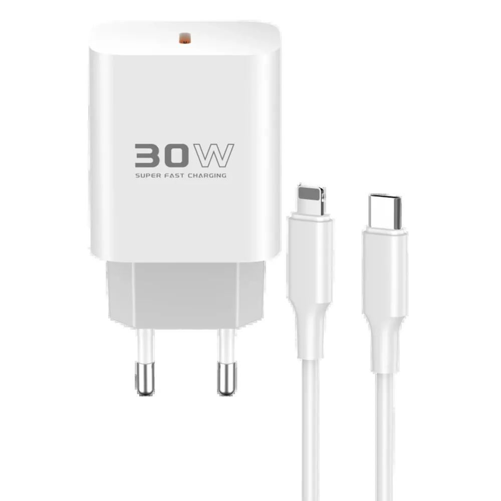 Konfulon C87C 30W Type-C Çıkışlı Ekstra Dl50 1M Type-C To Lightning Kablolu Pd Şarj Cihazı - Beyaz