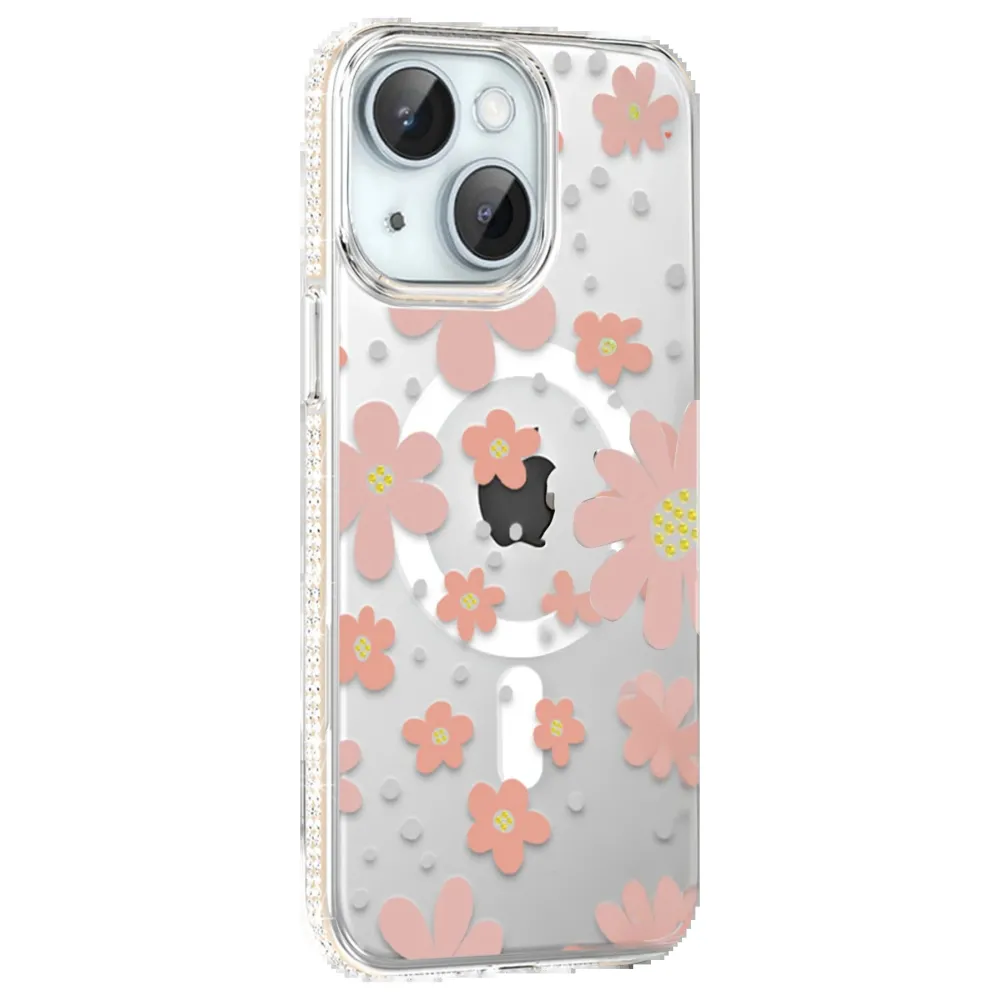 Joko Apple Iphone 15 Floral Magsafe Kapak - Pembe