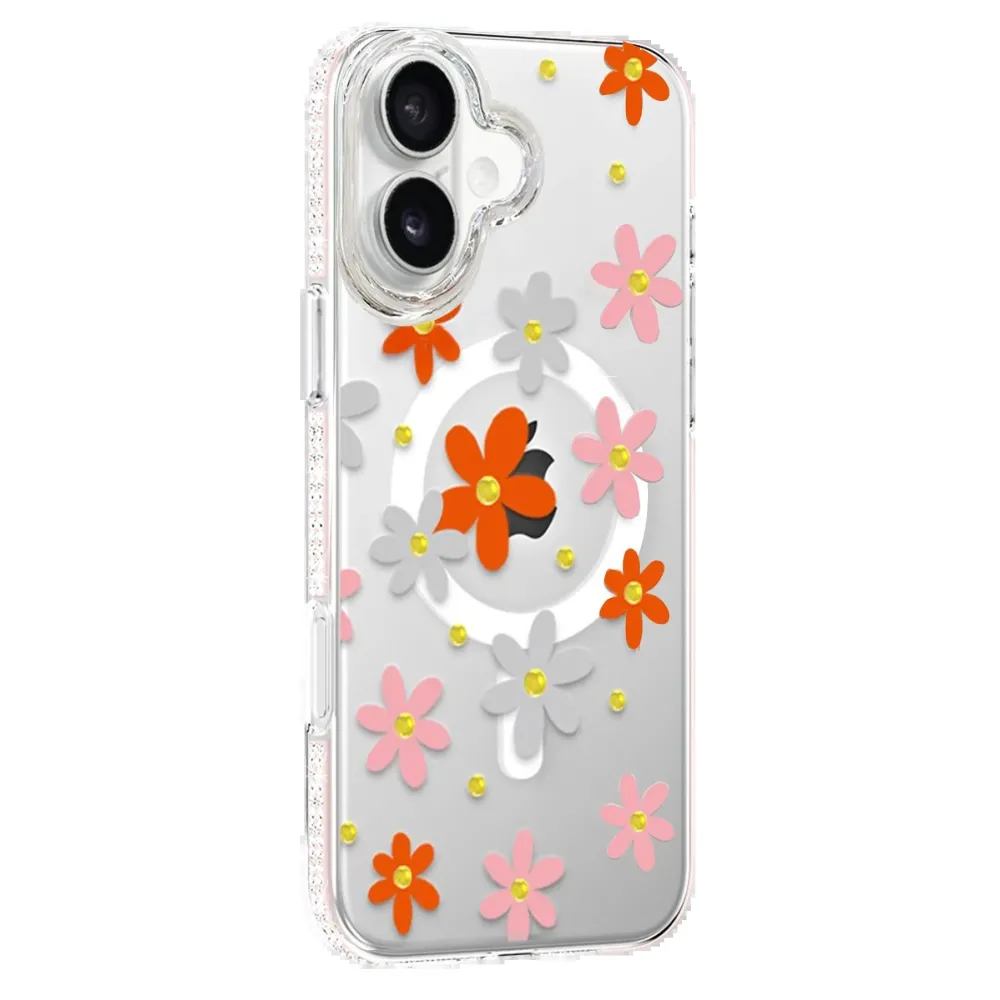 Joko Apple Iphone 16 Floral Magsafe Kapak - Turuncu