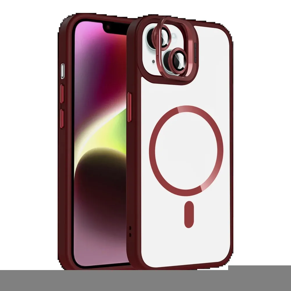 Joko Apple Iphone 14 Remim Lensli Magsafe Standlı Kapak - Bordo
