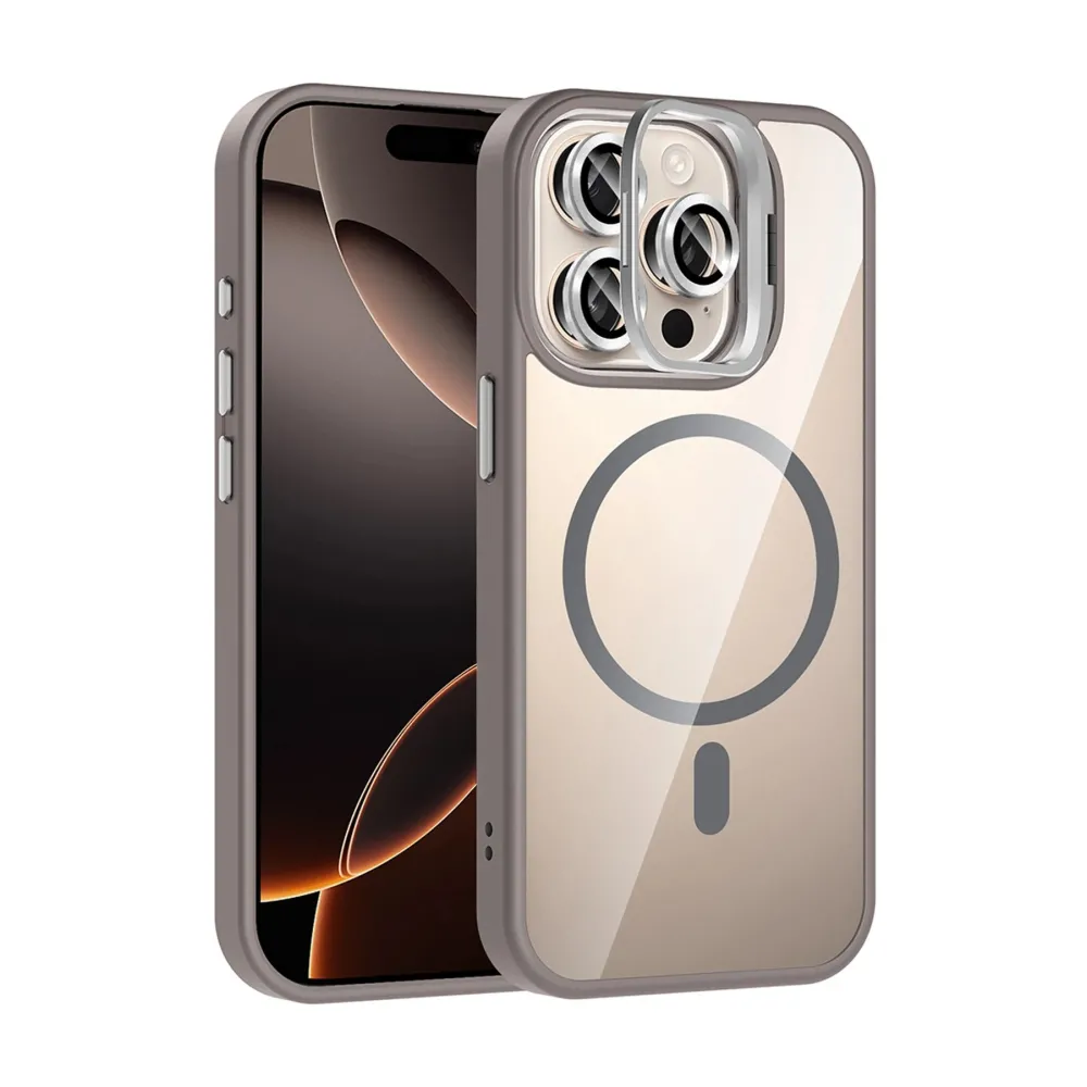 Joko Apple Iphone 14 Pro Max Remim Lensli Magsafe Standlı Kapak - Titan Gri