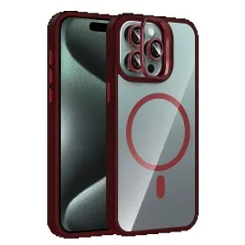Joko Apple Iphone 15 Pro Max Remim Lensli Magsafe Standlı Kapak - Bordo