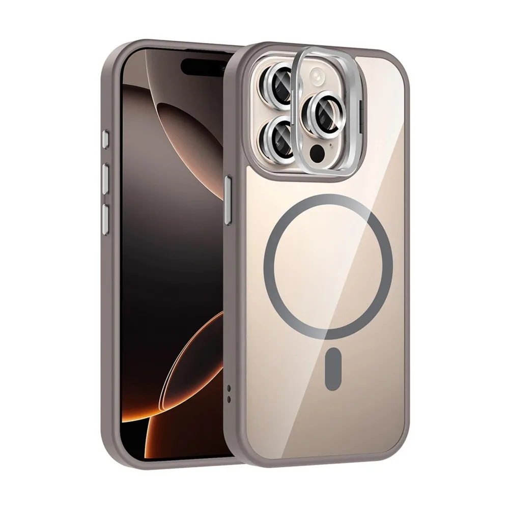 Joko Apple Iphone 15 Pro Max Remim Lensli Magsafe Standlı Kapak - Titan Gri