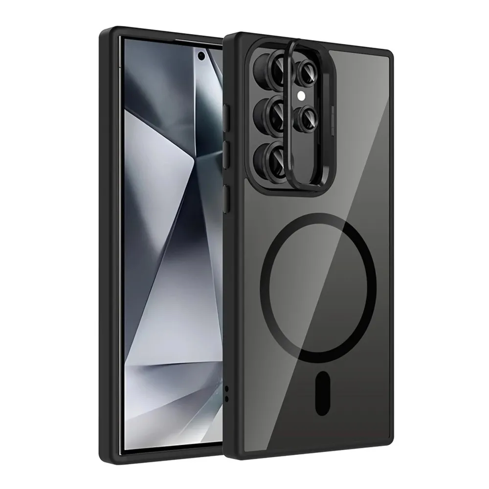 Joko Samsung Galaxy S23 Ultra Remim Lensli Magsafe Standlı Kapak - Siyah