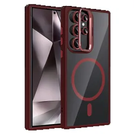 Joko Samsung Galaxy S24 Ultra Remim Lensli Magsafe Standlı Kapak - Bordo