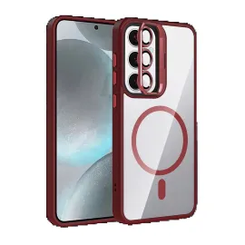 Joko Samsung Galaxy S24 Fe Remim Lensli Magsafe Standlı Kapak - Bordo