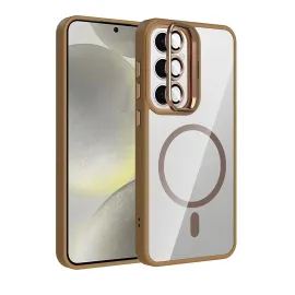 Joko Samsung Galaxy S24 Fe Remim Lensli Magsafe Standlı Kapak - Kahverengi