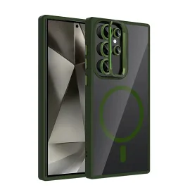 Joko Samsung Galaxy S25 Ultra Remim Lensli Magsafe Standlı Kapak - Koyu Yeşil