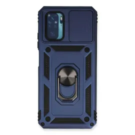 Newface Xiaomi Redmi Note 10 Kılıf Pars Lens Yüzüklü Silikon - Lacivert