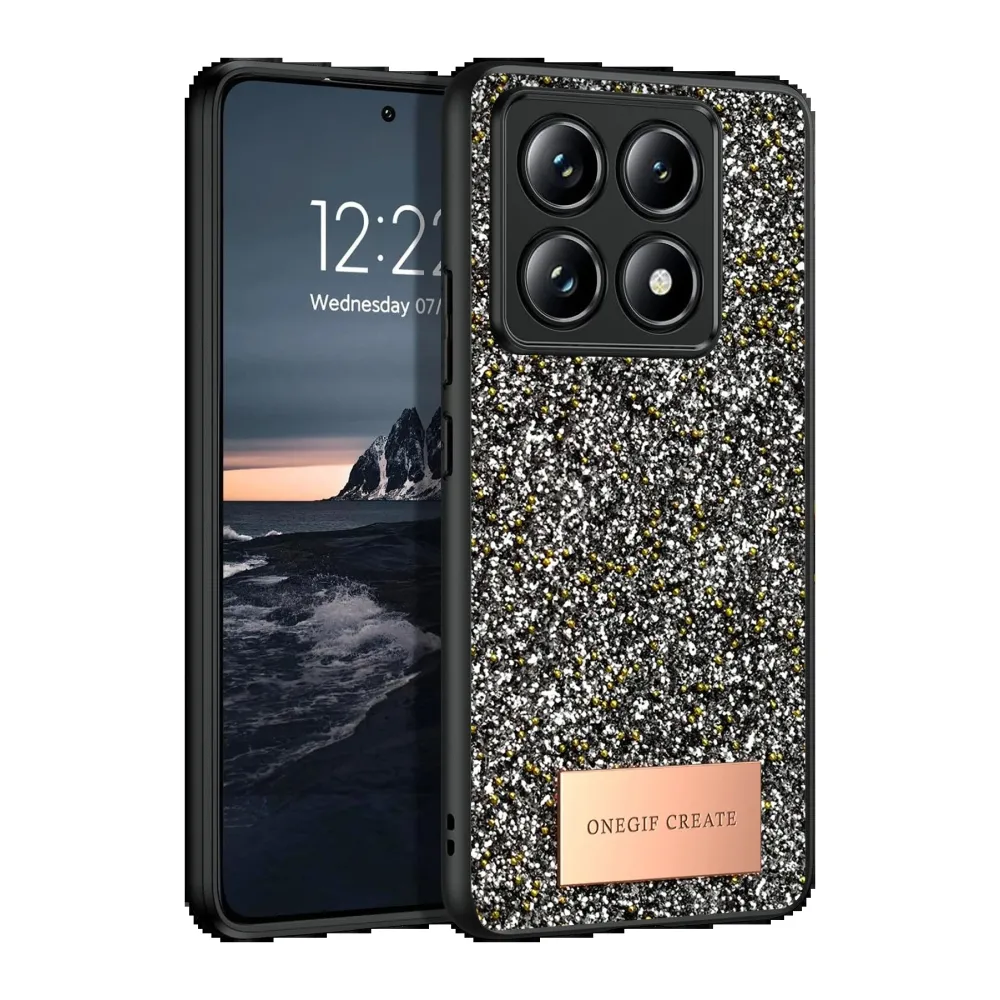 Onegif Xiaomi Mi 14T Pro Bright Simli Kapak - Gümüş