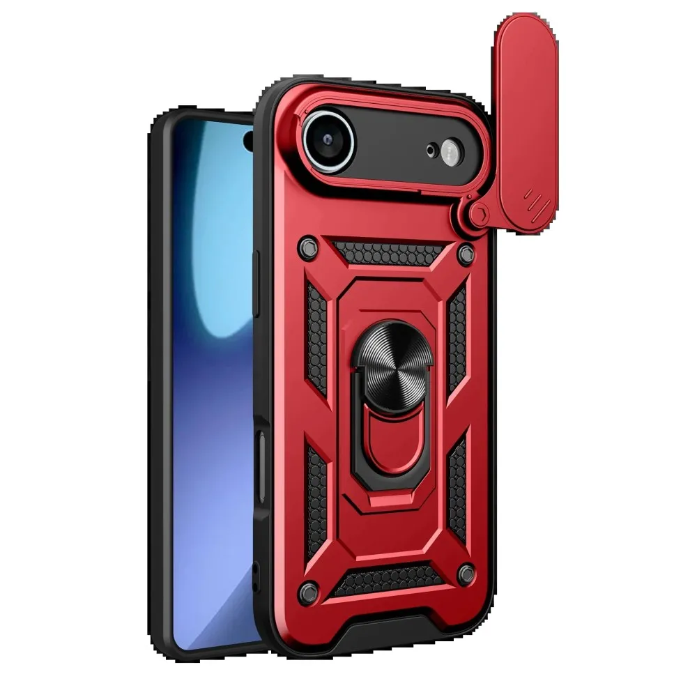 Newface Apple Iphone 17 Air Pars Lens Yüzüklü Silikon - Kırmızı