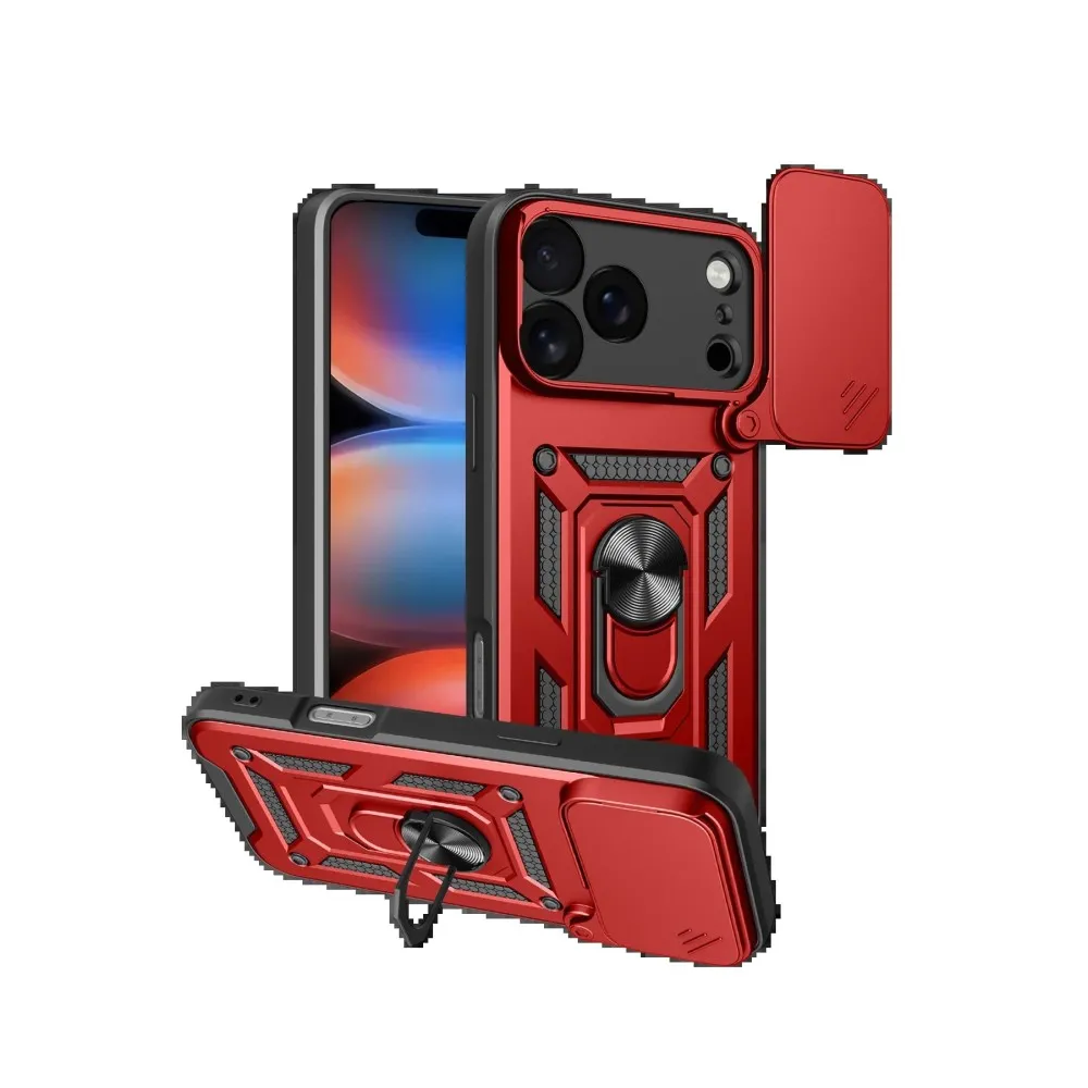 Newface Apple Iphone 17 Pro Pars Lens Yüzüklü Silikon - Kırmızı