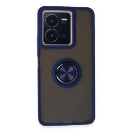 Newface Vivo Y36 Kılıf Montreal Yüzüklü Silikon Kapak - Lacivert