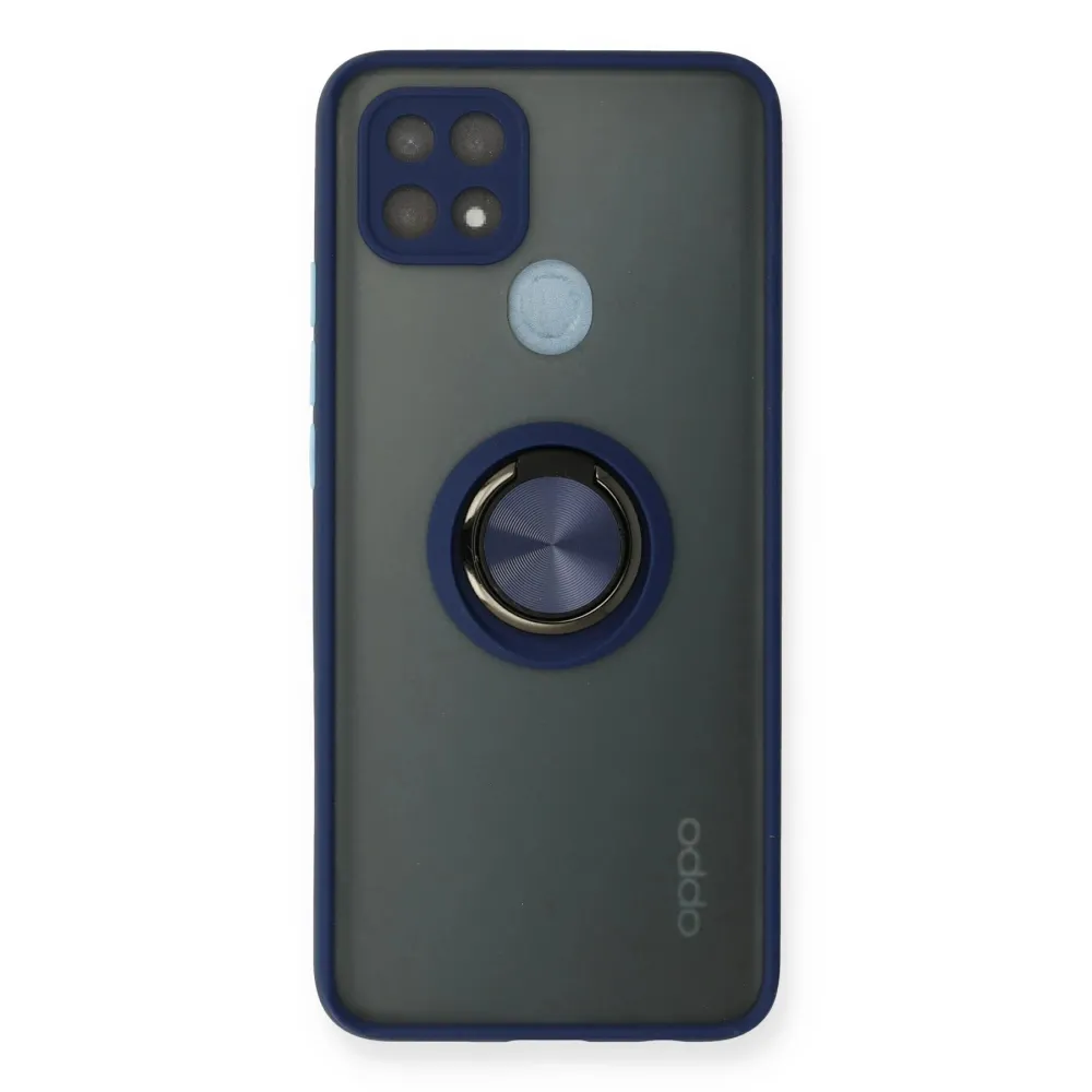 Newface Oppo A15 Kılıf Montreal Yüzüklü Silikon Kapak - Lacivert