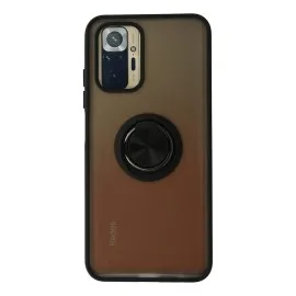 Newface Xiaomi Redmi Note 10 Kılıf Montreal Yüzüklü Silikon Kapak - Siyah