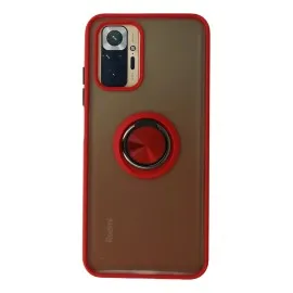 Newface Xiaomi Redmi Note 10 Kılıf Montreal Yüzüklü Silikon Kapak - Kırmızı