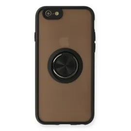Newface Iphone 6 Kılıf Montreal Yüzüklü Silikon Kapak - Siyah
