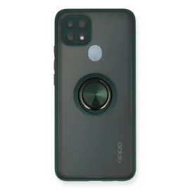 Newface Oppo A15 Kılıf Montreal Yüzüklü Silikon Kapak - Yeşil