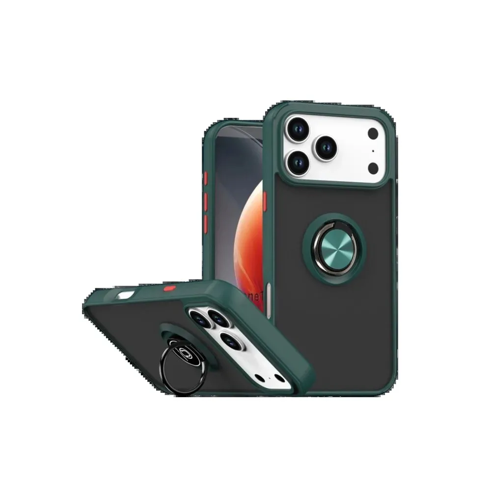 Newface Apple Iphone 17 Pro Max Montreal Yüzüklü Silikon Kapak - Yeşil