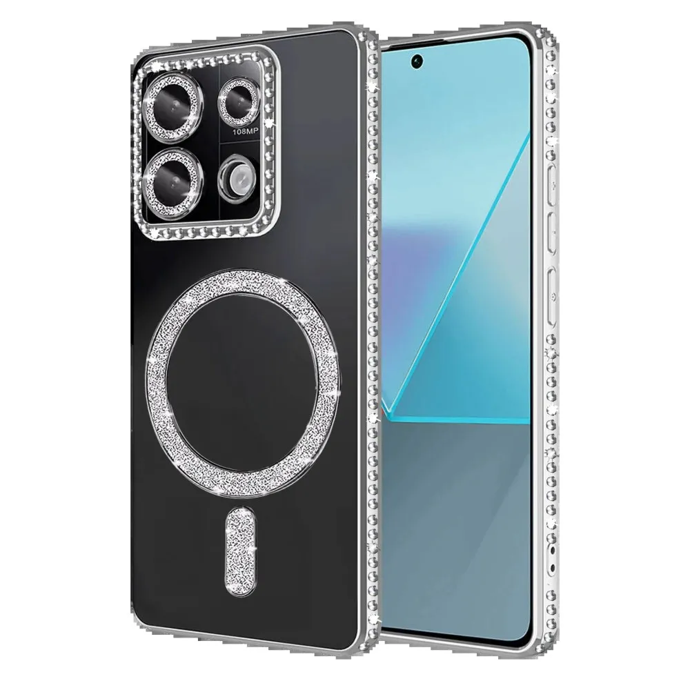 Newface Xiaomi Redmi Note 13 Pro 4G Joke Simli Magneticsafe Kılıf - Gümüş