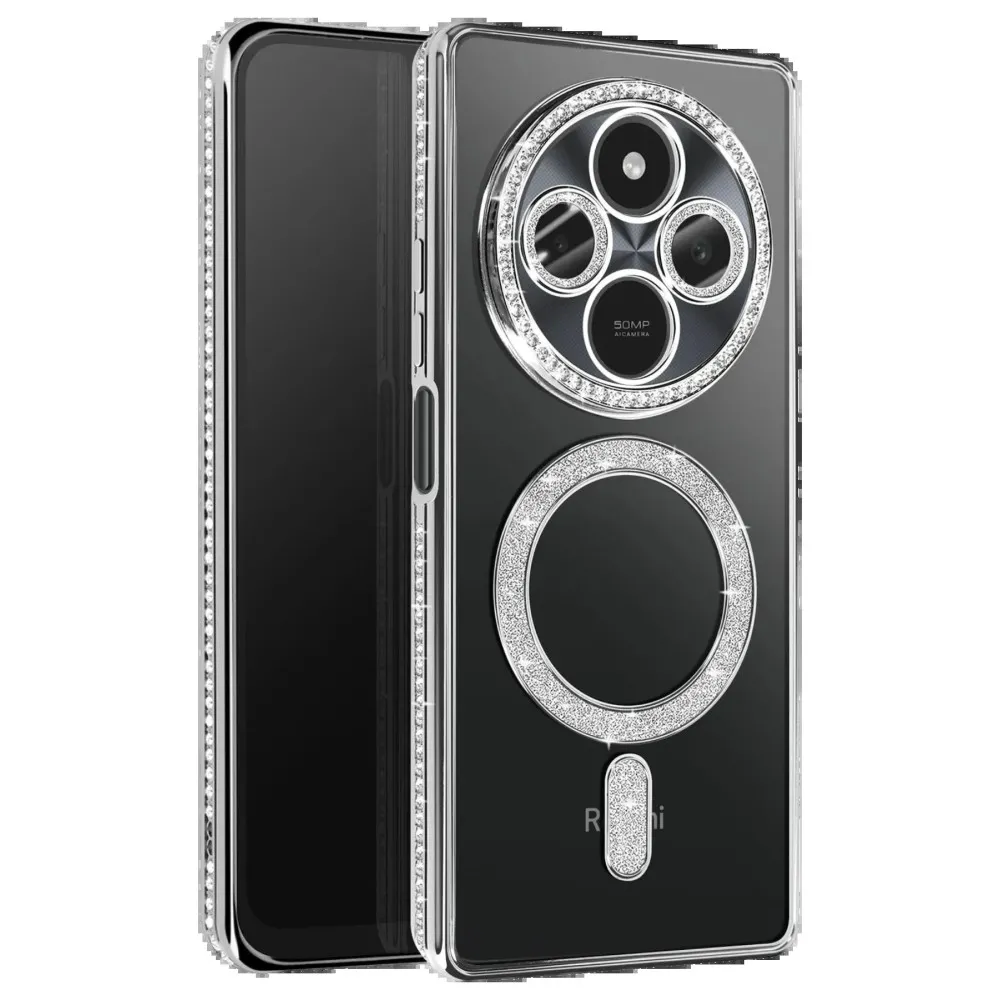 Newface Xiaomi Redmi 14C Joke Simli Magneticsafe Kılıf - Gümüş