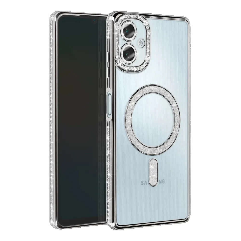 Newface Samsung Galaxy A06 Joke Simli Magneticsafe Kılıf - Gümüş