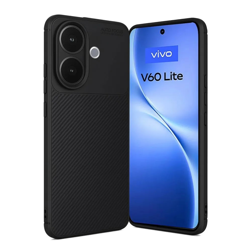 Newface Vivo V60 Lite Auto Focus Karbon Kapak - Siyah