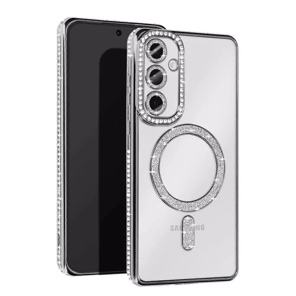 Newface Samsung Galaxy A35 5G Joke Simli Magneticsafe Kılıf - Gümüş